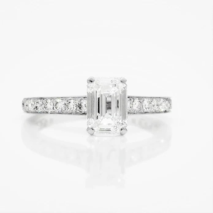 Emerald Cut Diamond Bezel Set Solitaire Ring