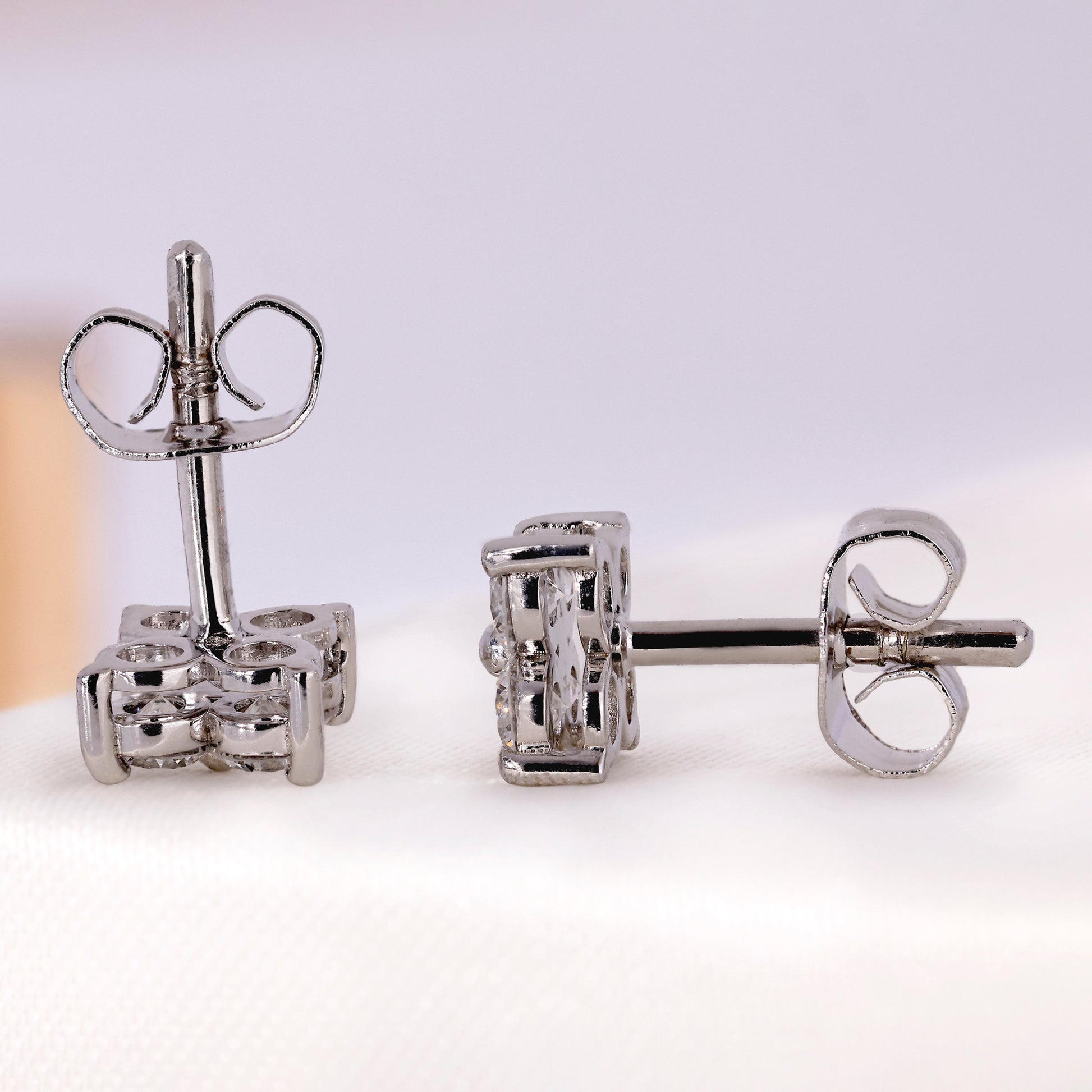 Round diamond stud earrings side profile