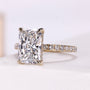Radiant cut lab grown diamond ring with hidden halo