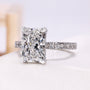 White Gold Radiant Cut Diamond Ring with Hidden Halo Setting