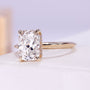 Hidden halo elongated cushion engagement ring