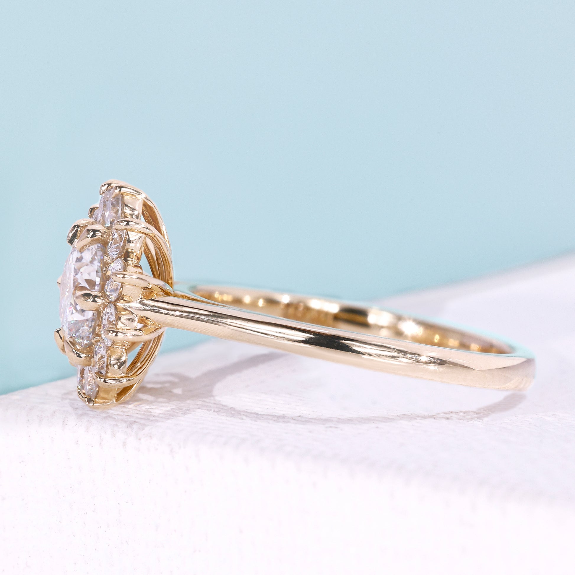 6 prong engagement ring with round center diamond