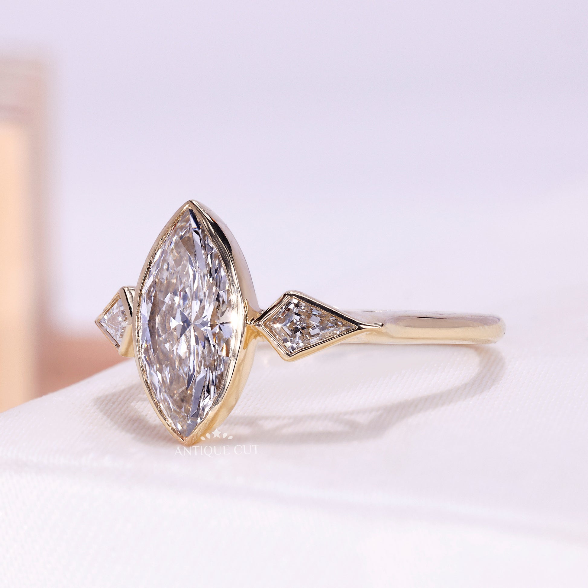 IGI Certified marquise diamond engagement ring