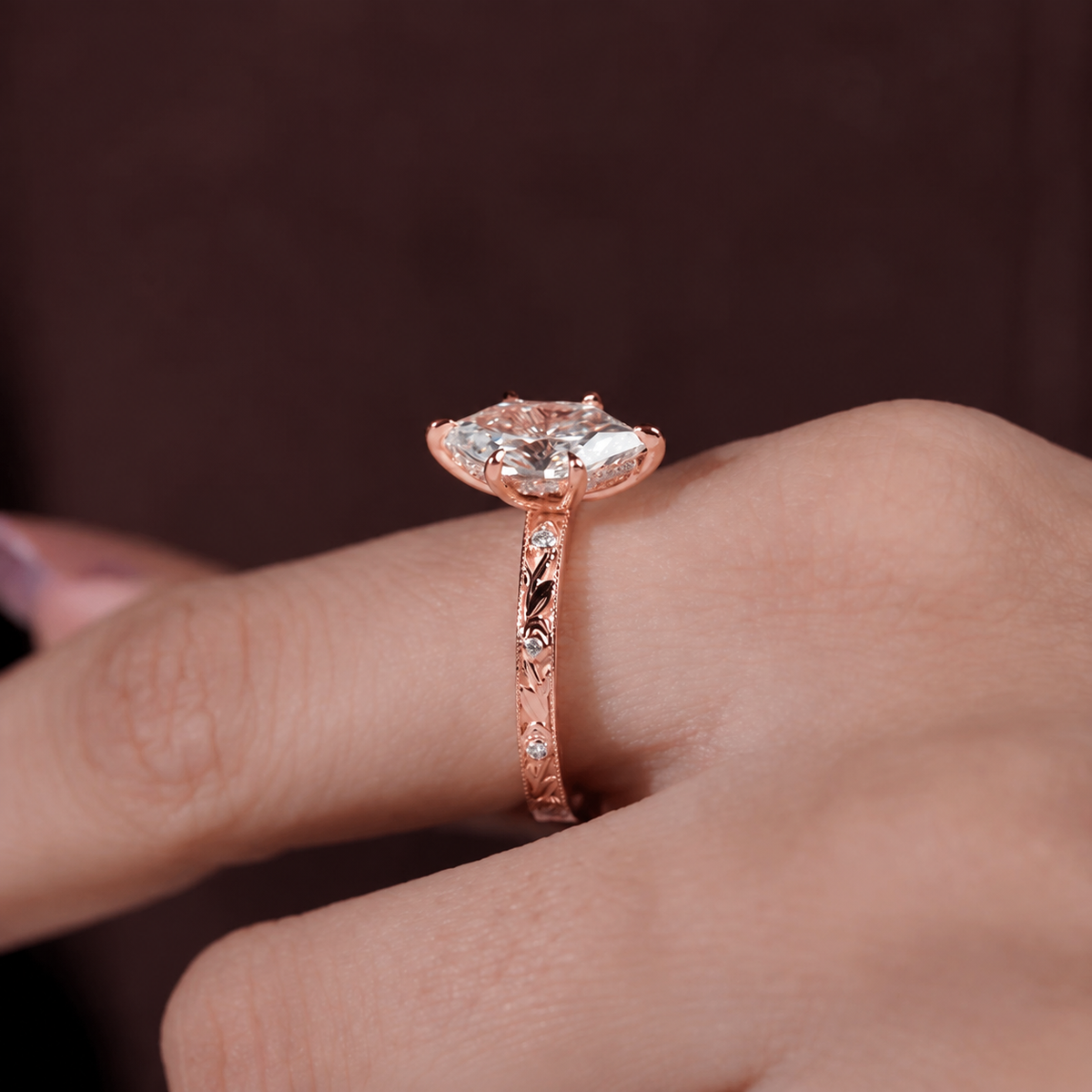 2.00 Carat Hexagon Lab Grown Diamond Vintage Art Deco Engagement Ring