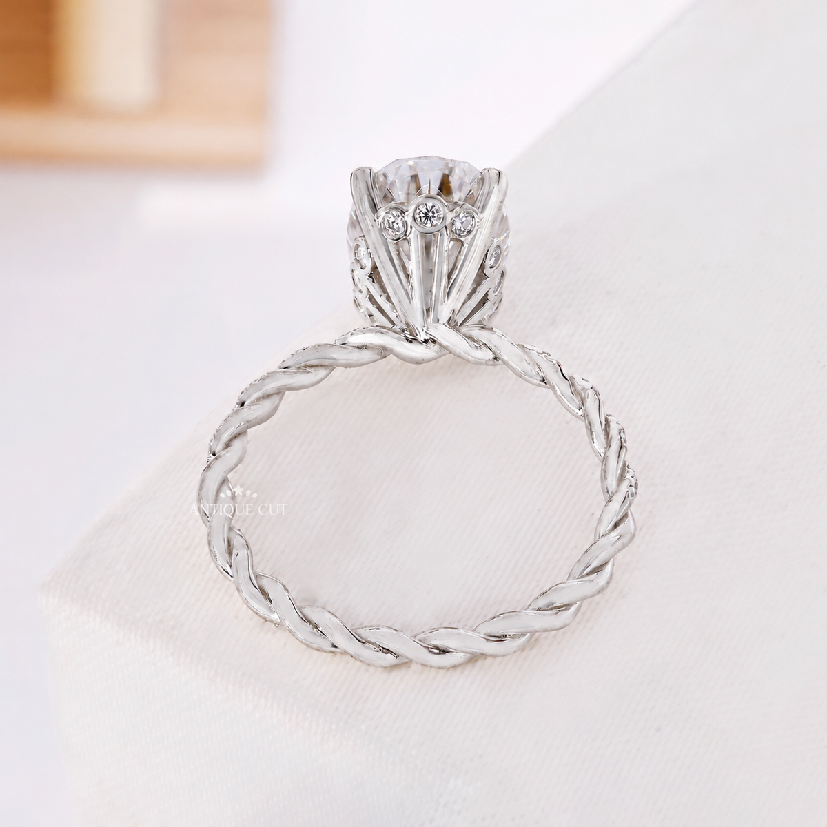 6.00 Carat Oval Diamond Engagement Ring With Hidden Halo & Twisted Band | IGI Certified