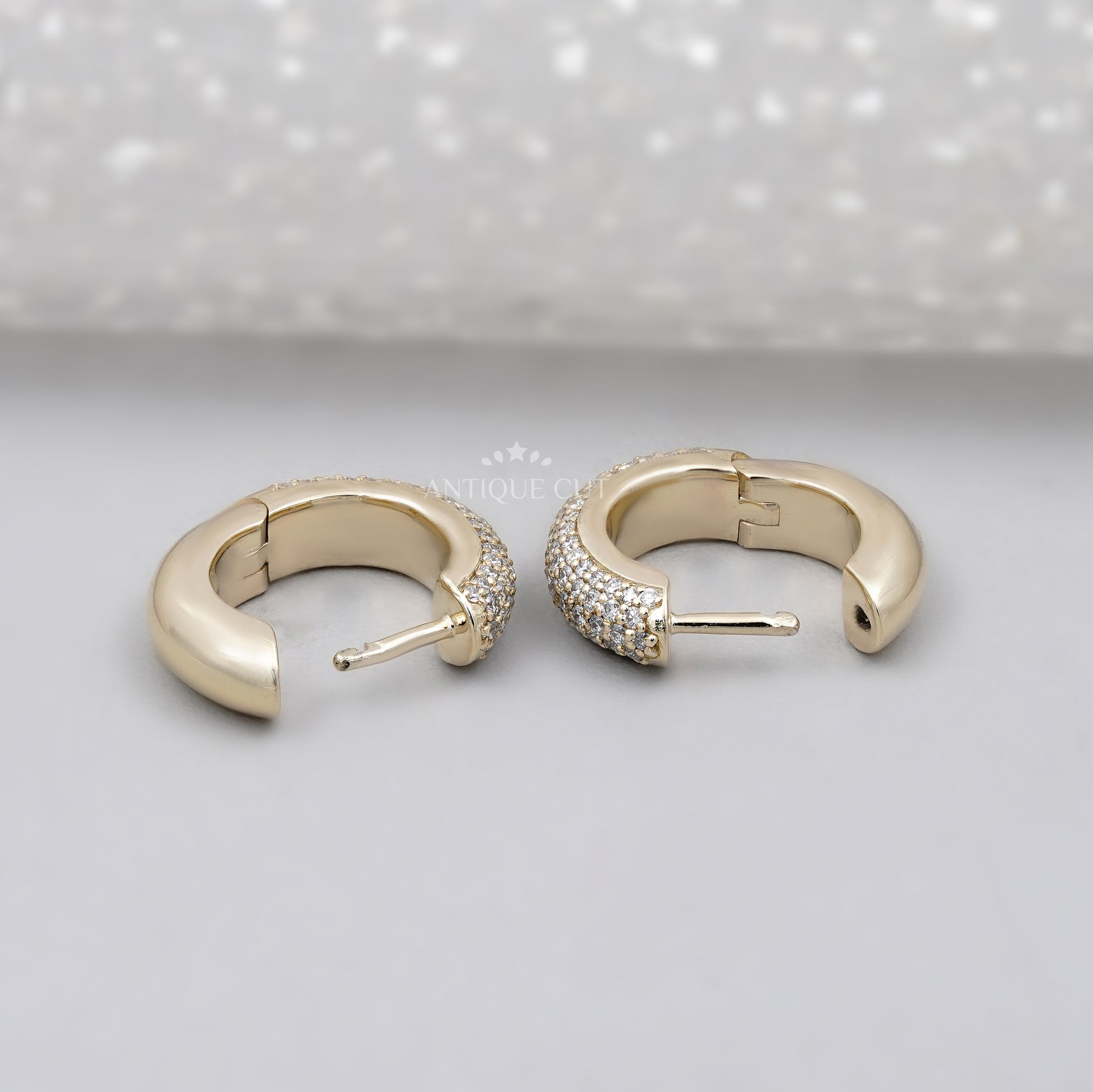 0.70ct Diamond Pave Huggie Hoop Earrings
