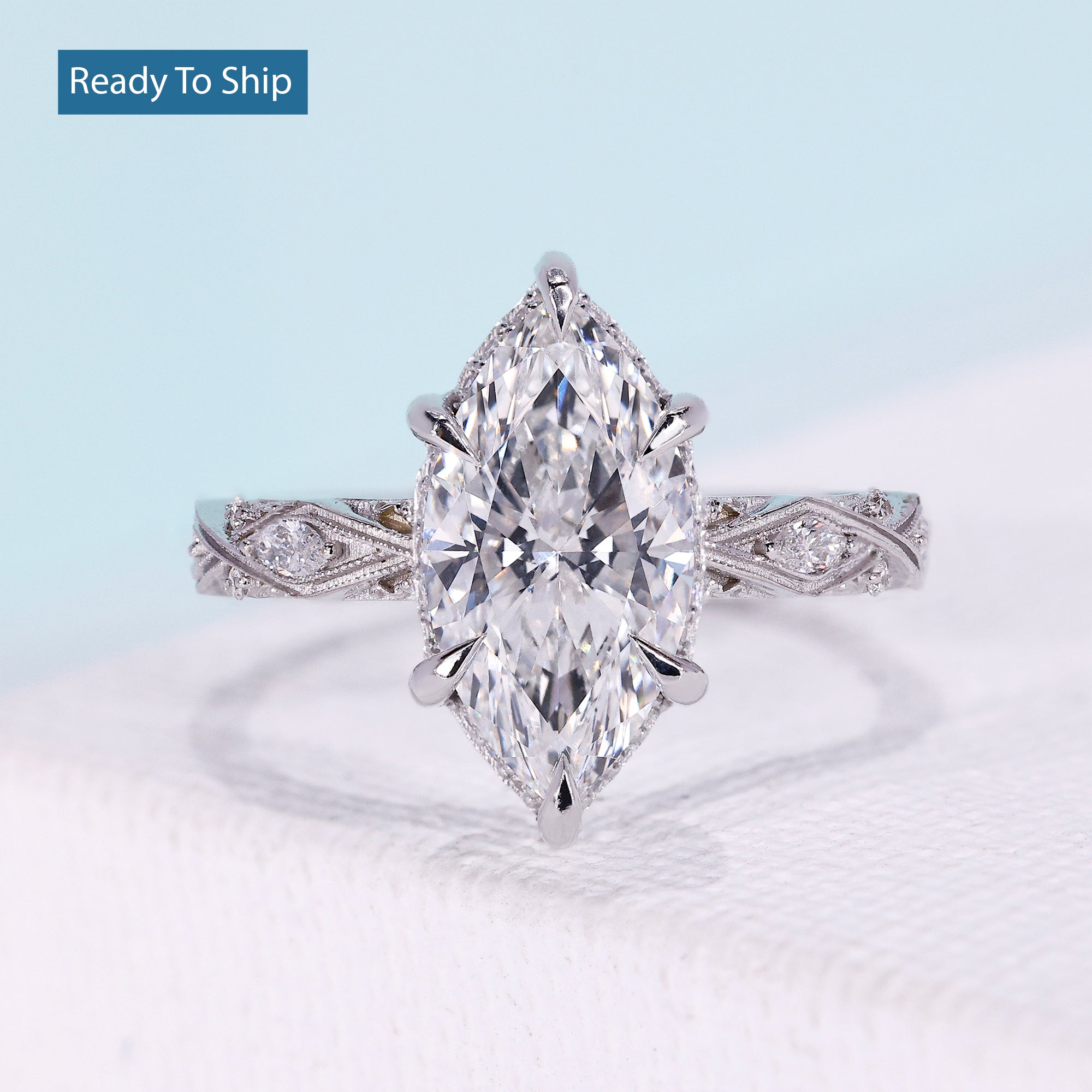 Marquise Vintage lab grown diamond ring