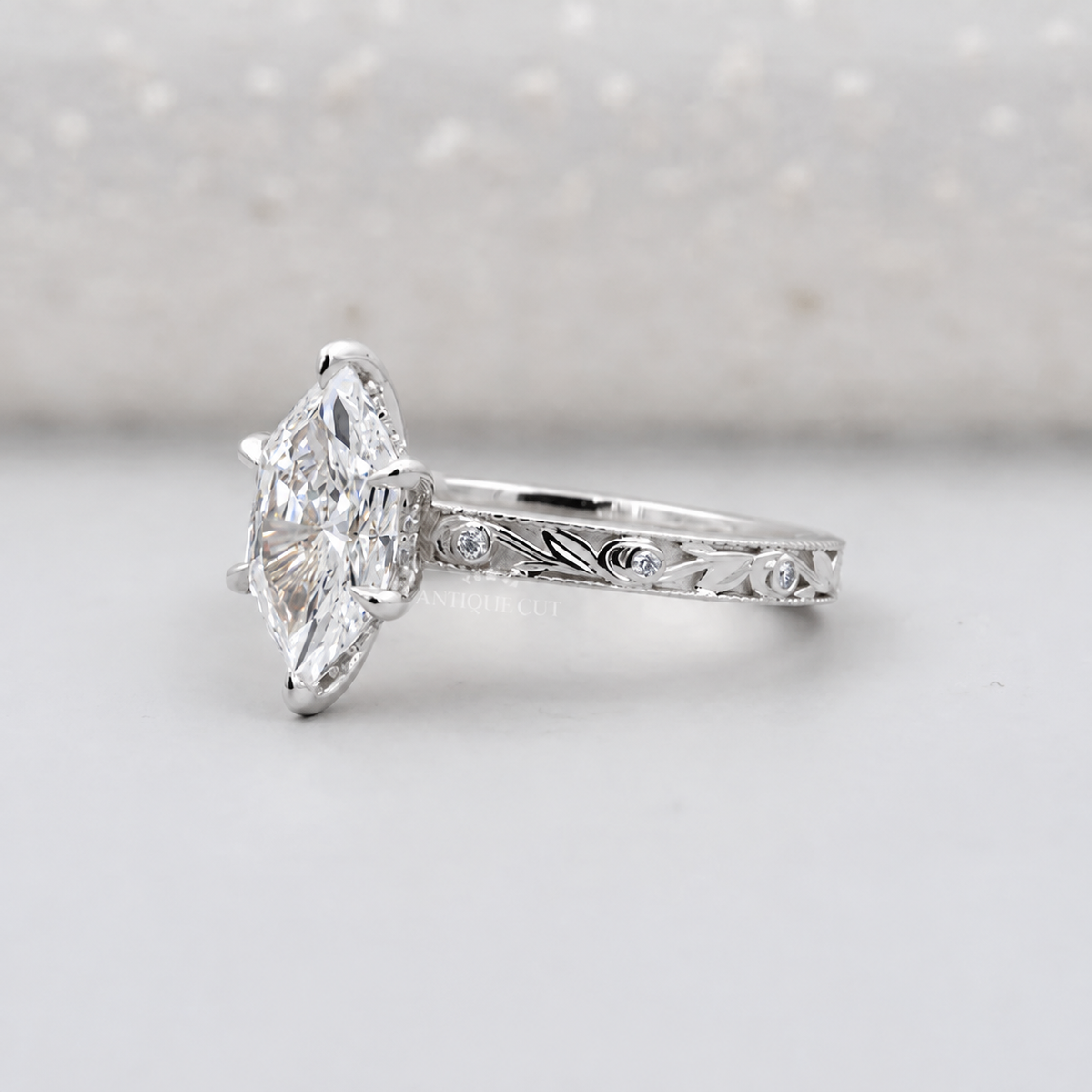 2.00 Carat Hexagon Lab Grown Diamond Vintage Art Deco Engagement Ring