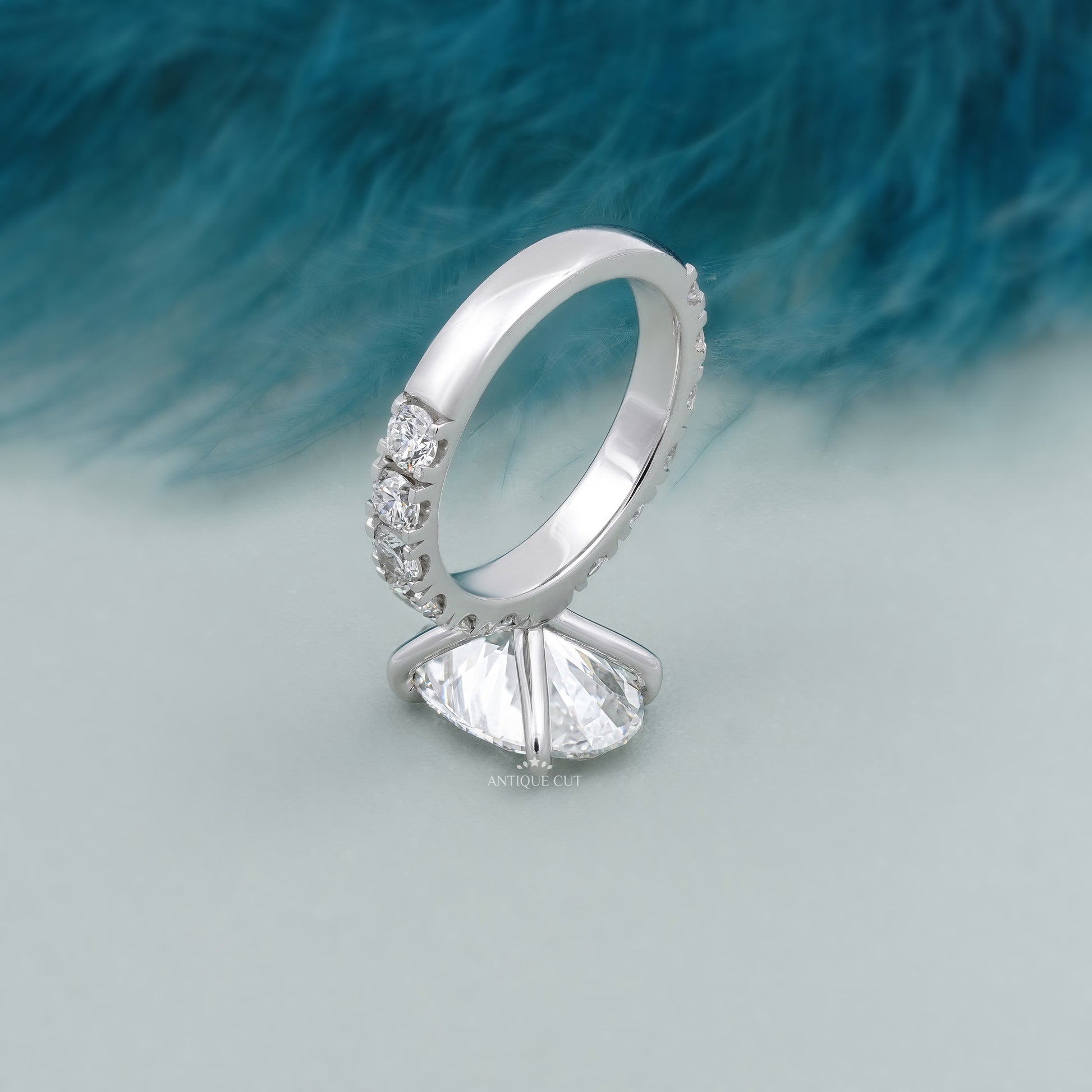 White gold oval lab grown diamond bridal ring