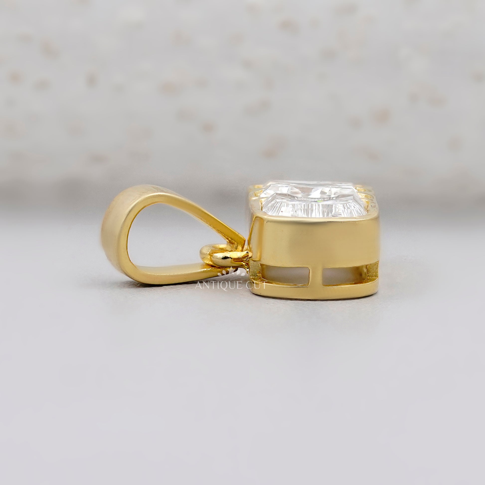 CM Diamond Alphabet Letter Pendant With Bezel Setting |  Yellow Gold Jewelry