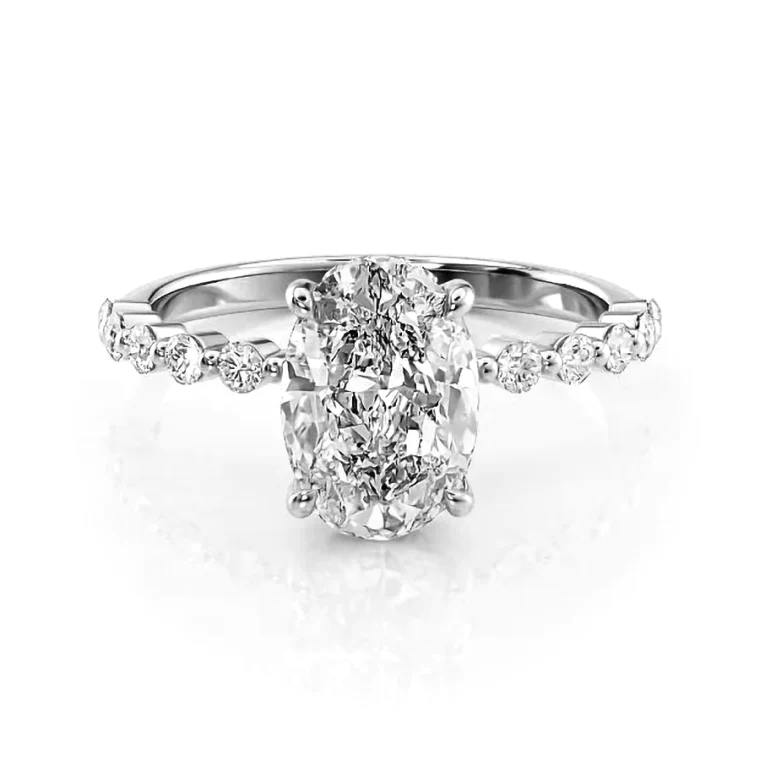 Side stone lab-grown diamond engagement ring