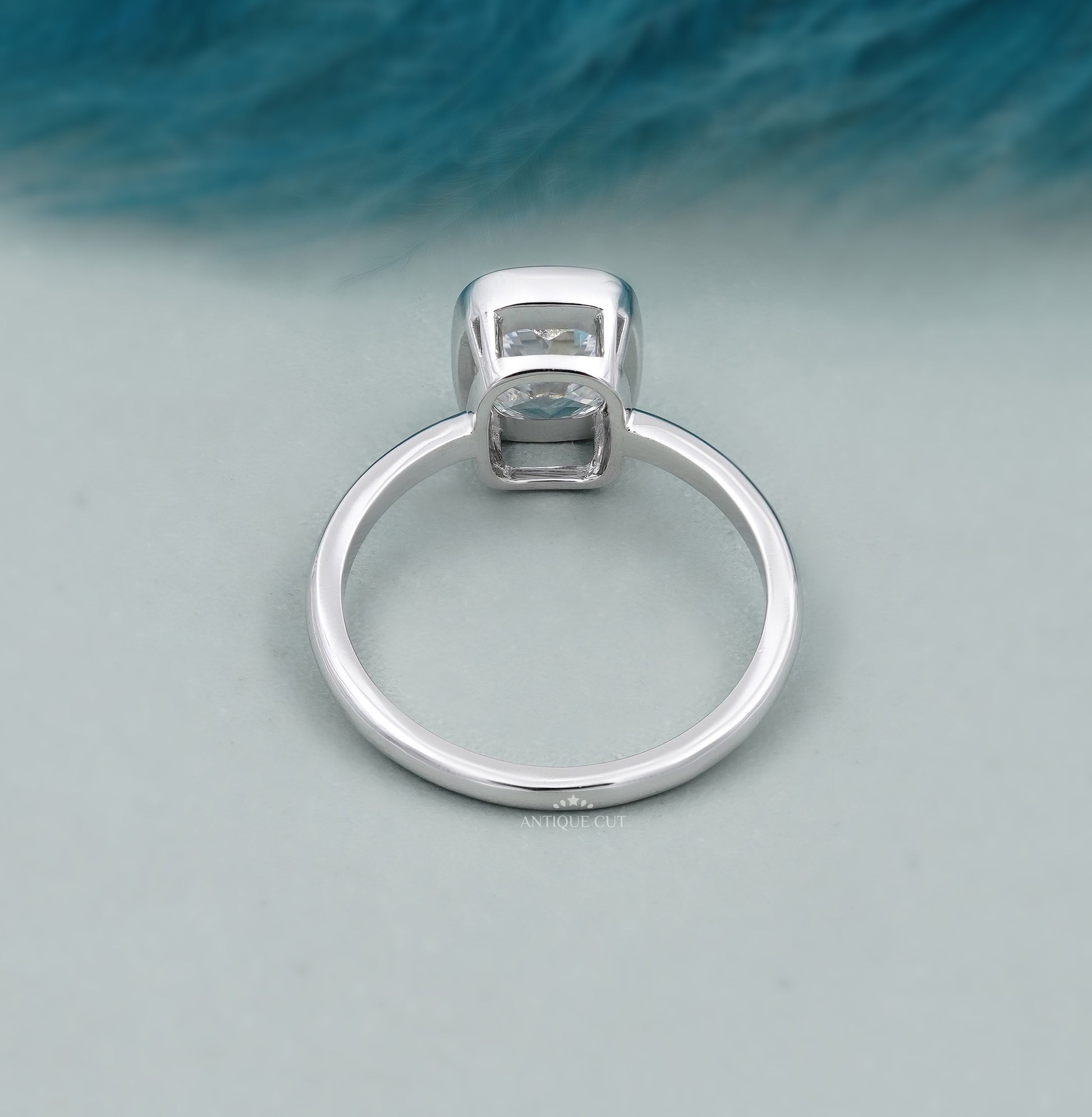 Cushion Cut Solitaire Engagement Ring with Bezel Setting