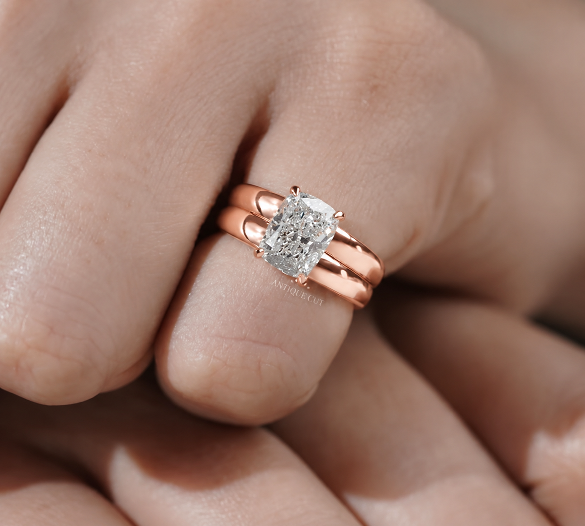 2.0 Carat Lab Grown Cushion Cut Solitaire Engagement Ring