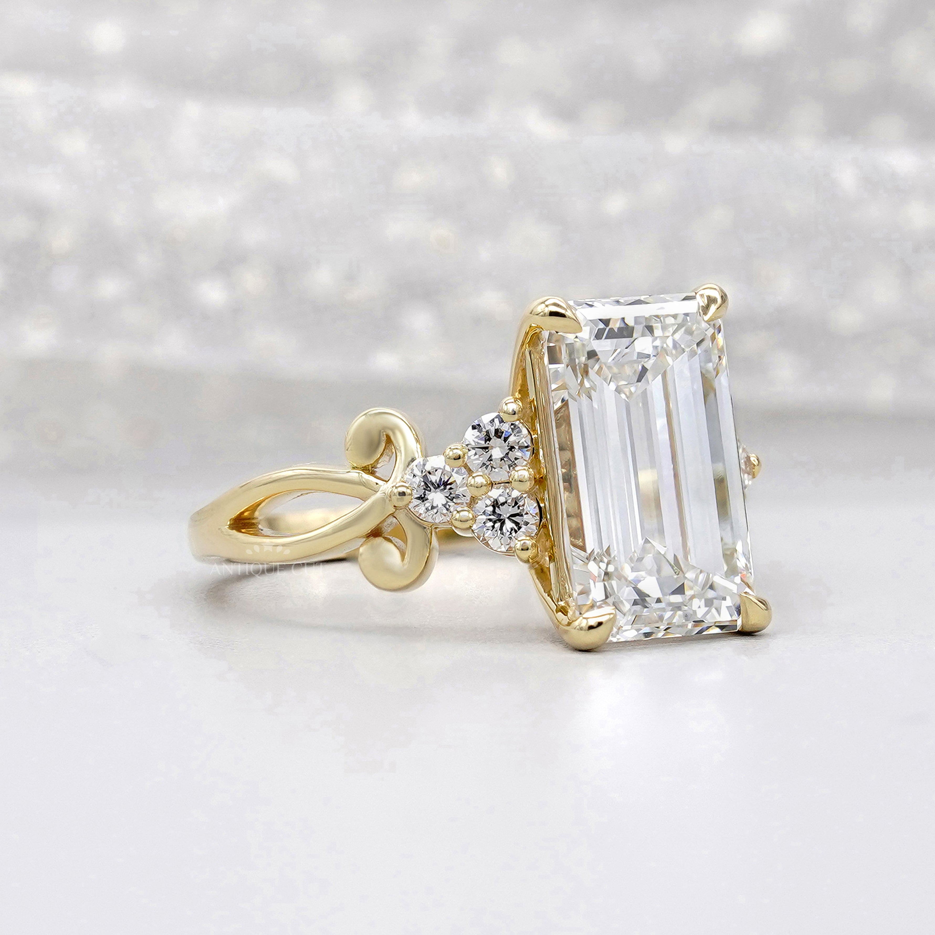 IGI certified lab grown emerald cut diamond ring
