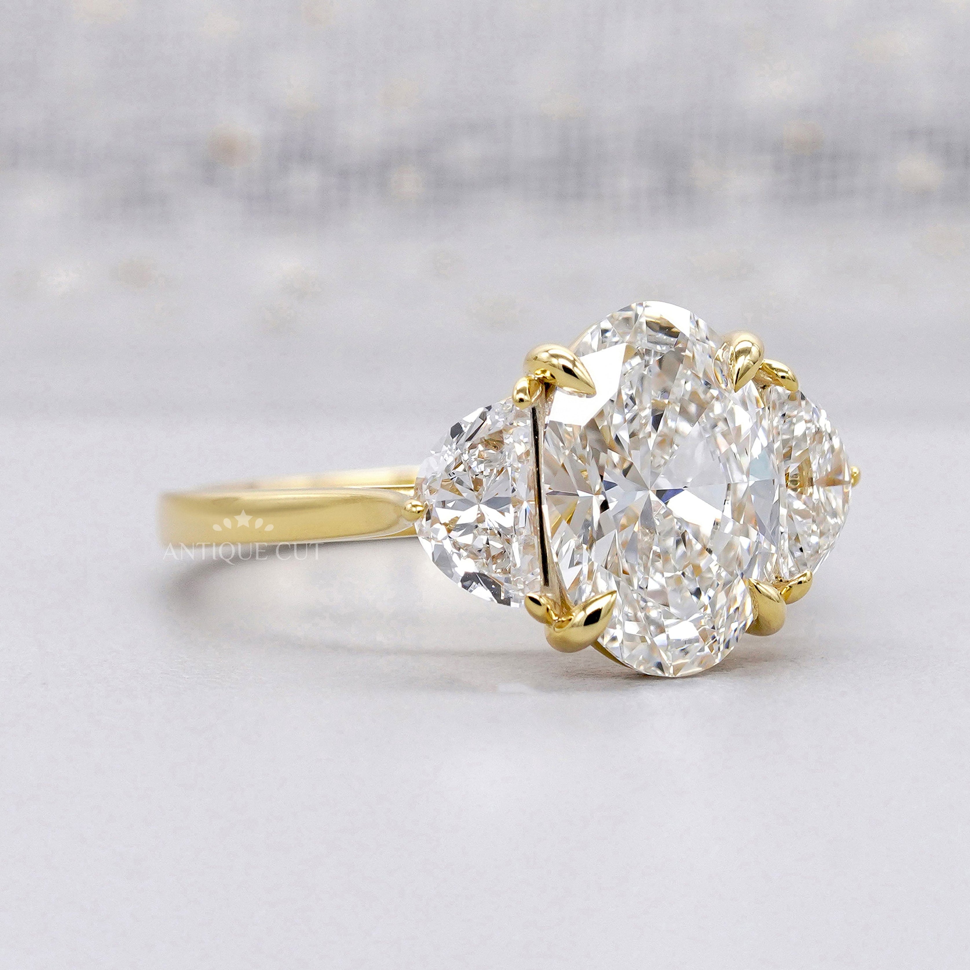 Oval shaped lab grown diamond engagement ring