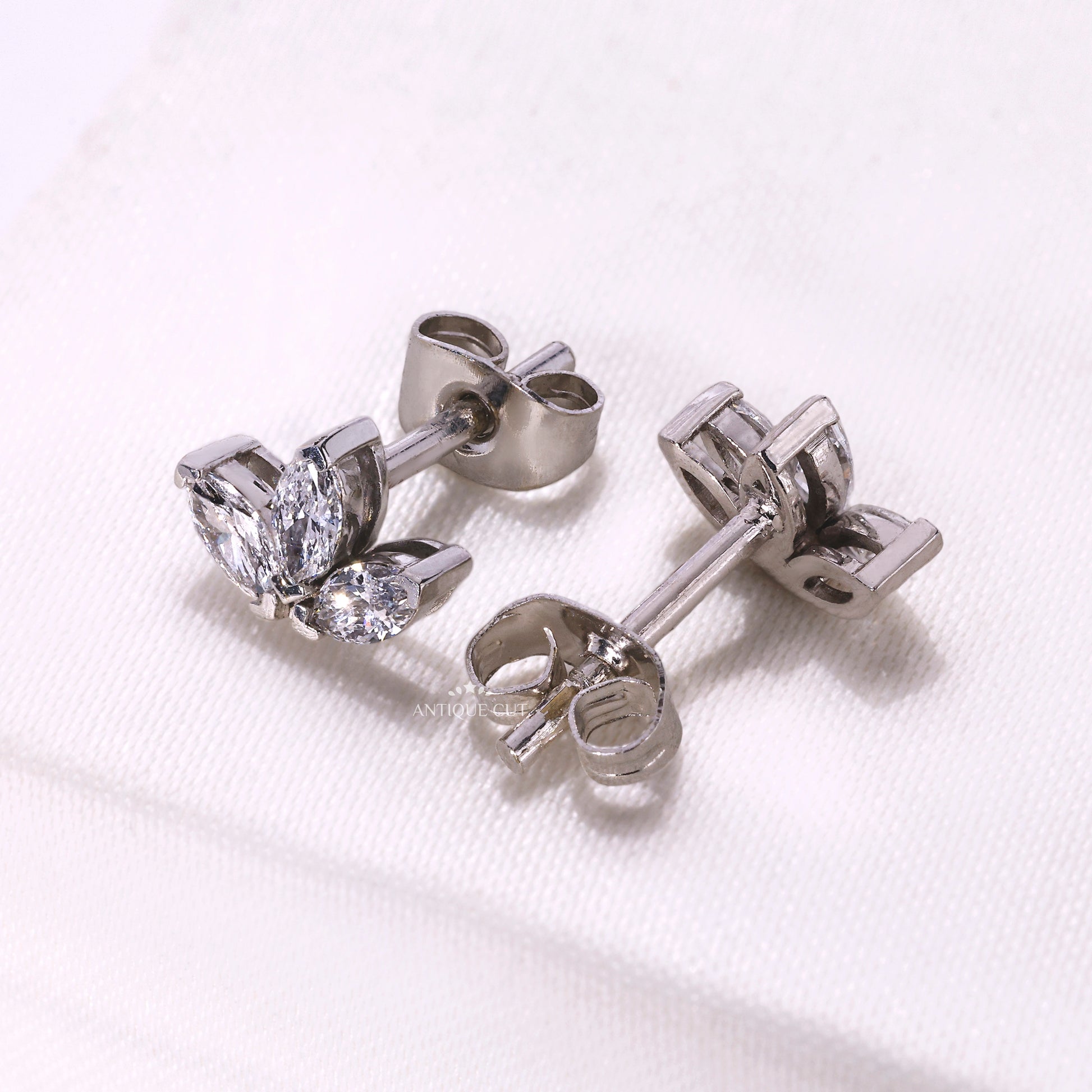 Marquise cut lab grown diamond stud earrings