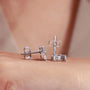 Diamond cluster stud earrings close up image