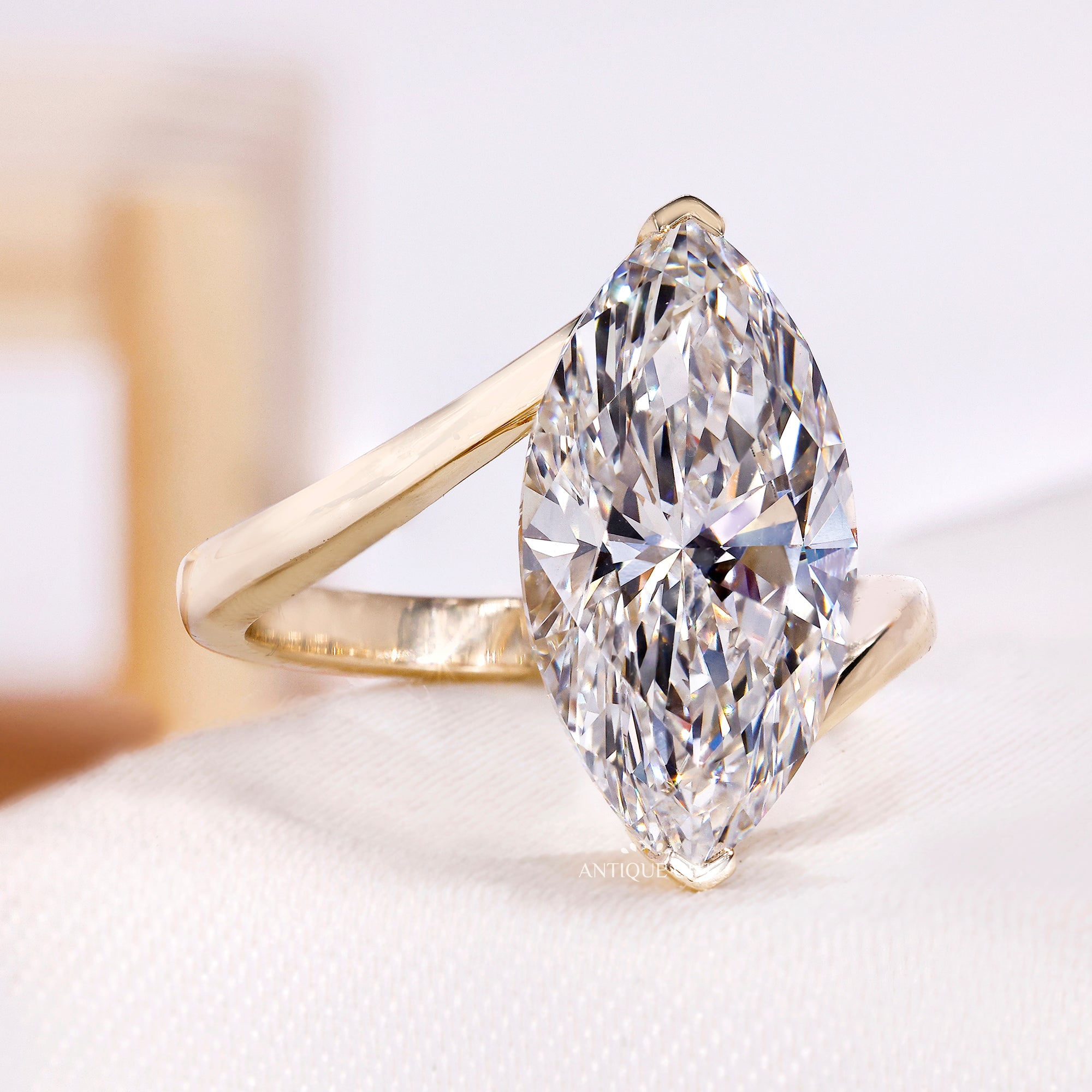 4.00 Carat Bypass Marquise diamond Engagement Ring | IGI Certified