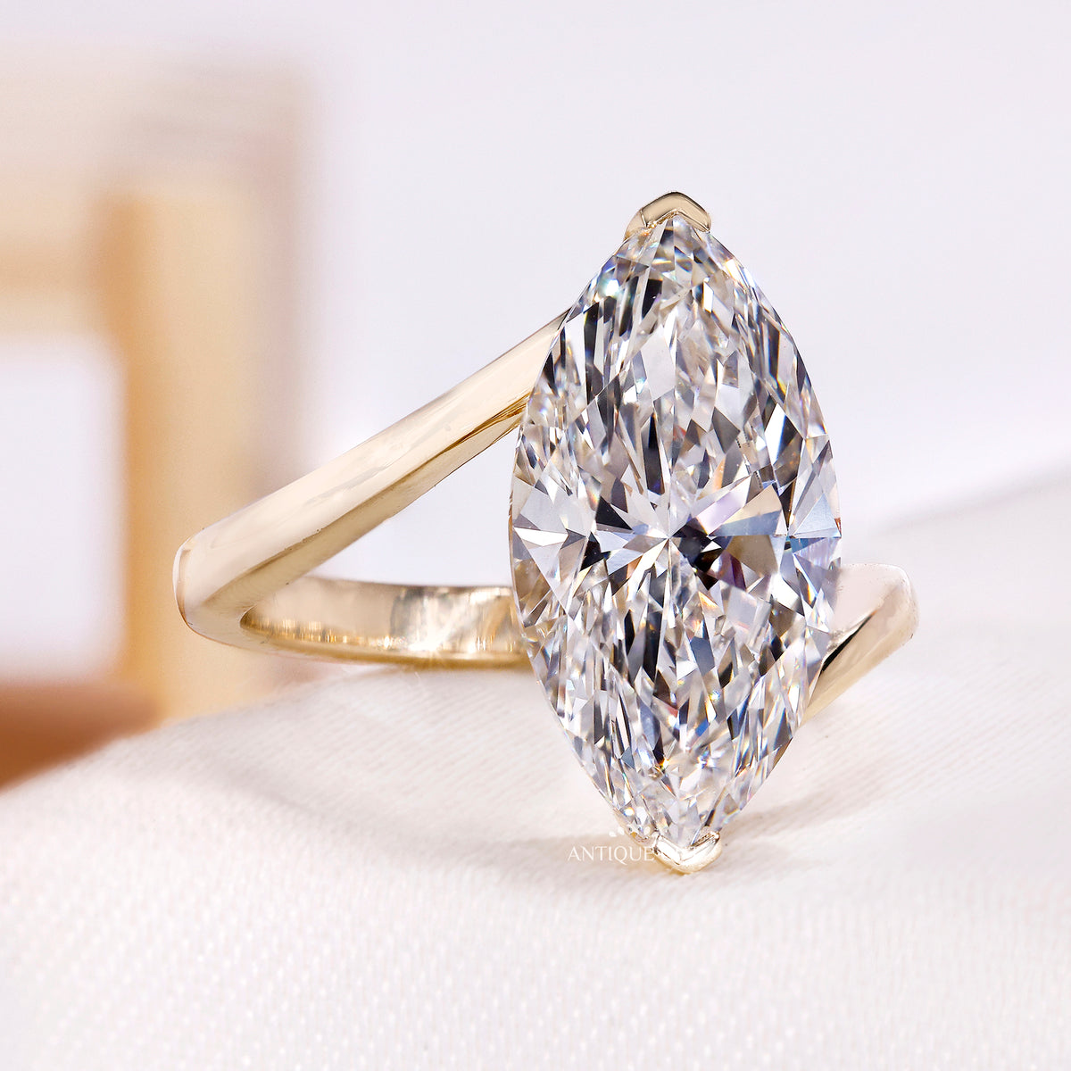4.00 Carat Bypass Marquise diamond Engagement Ring | IGI Certified