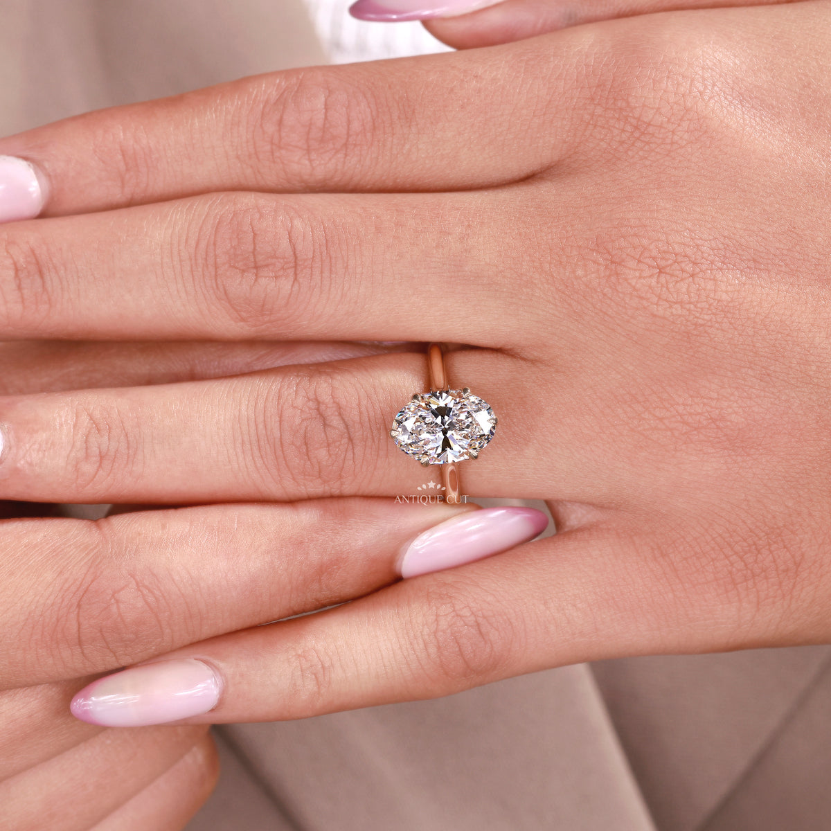 IGI Certified oval lab grown diamond engagement ring