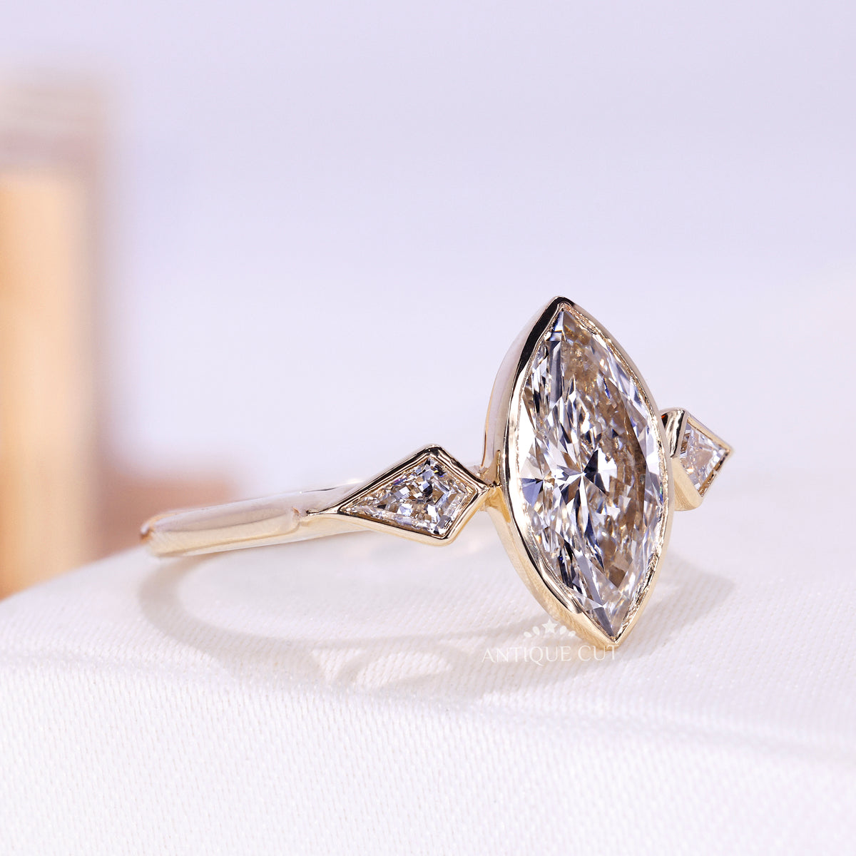 Lab Grown Diamond Ring with marquise center stone