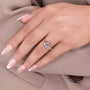 Back view of yellow gold east west cushion engagement ring