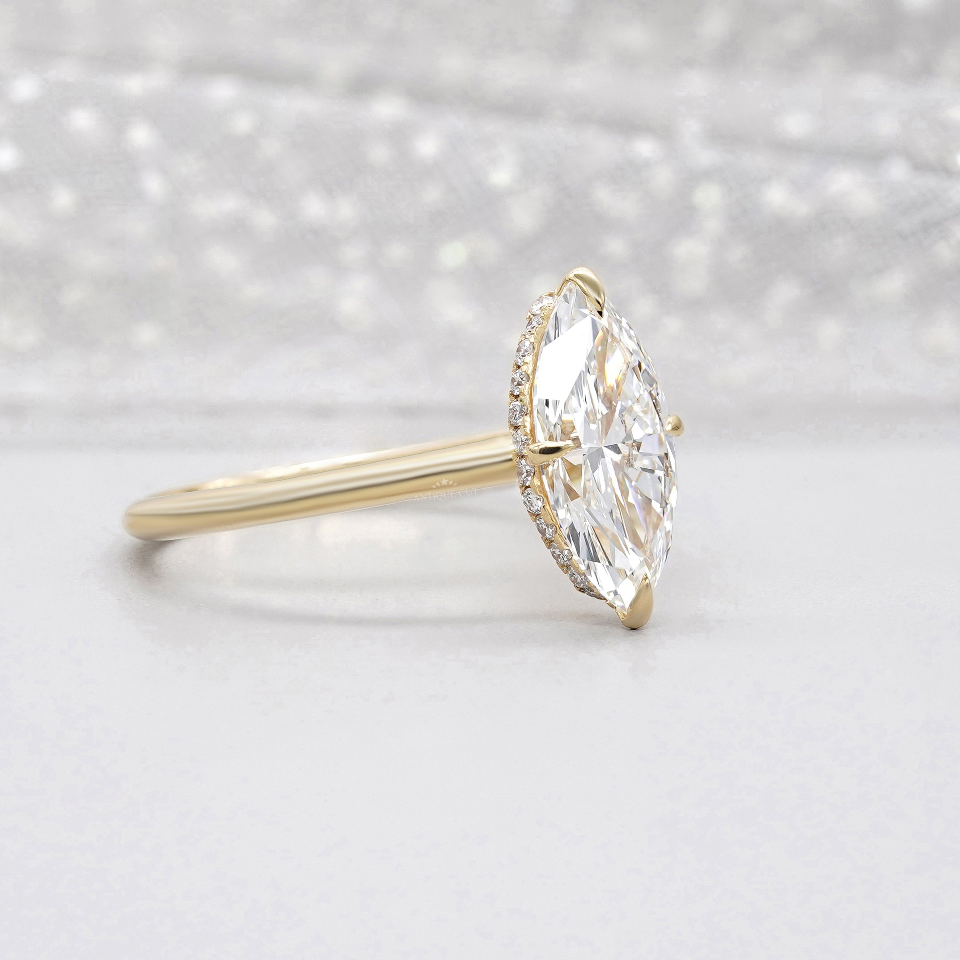 IGI certified marquise diamond engagement ring