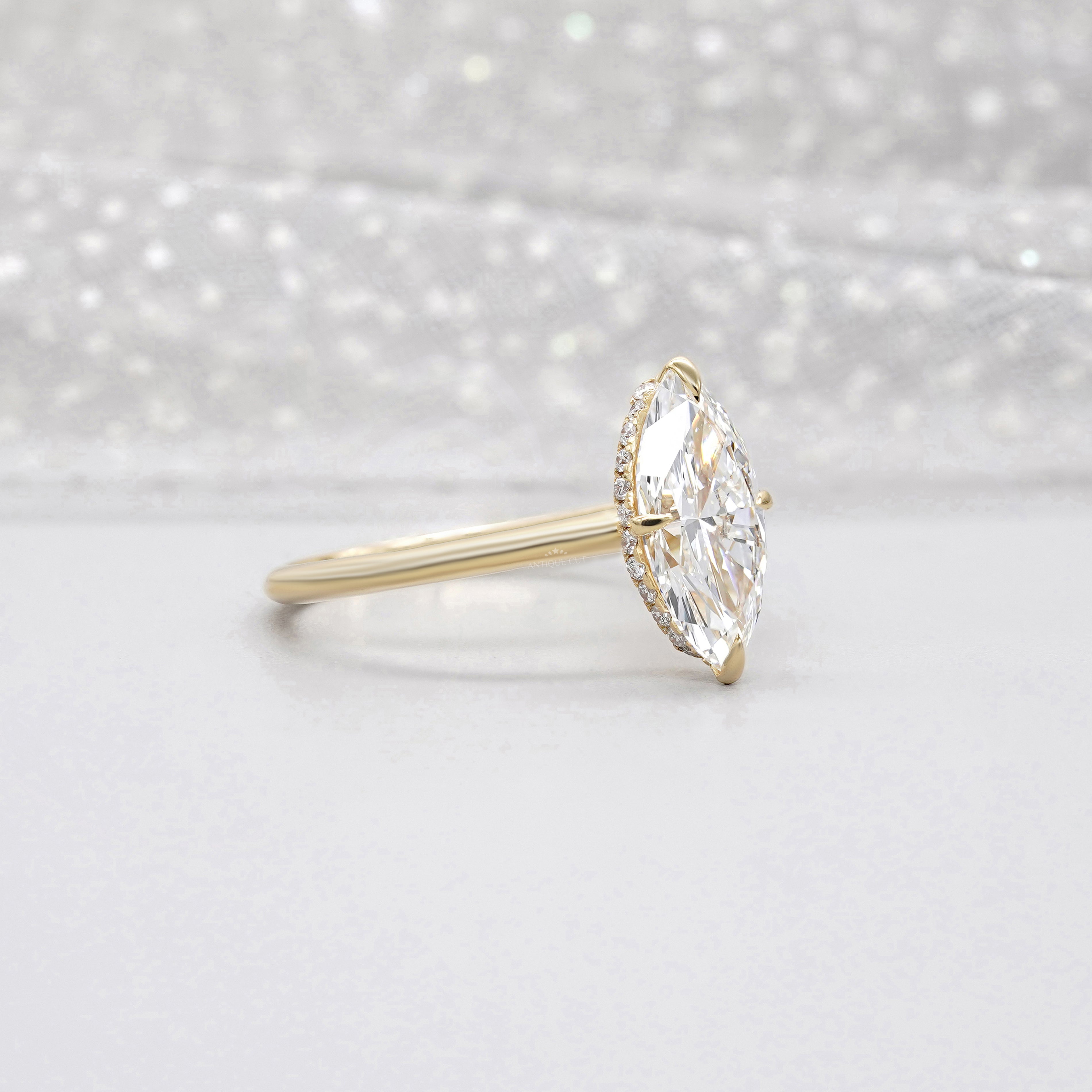 IGI certified marquise diamond engagement ring