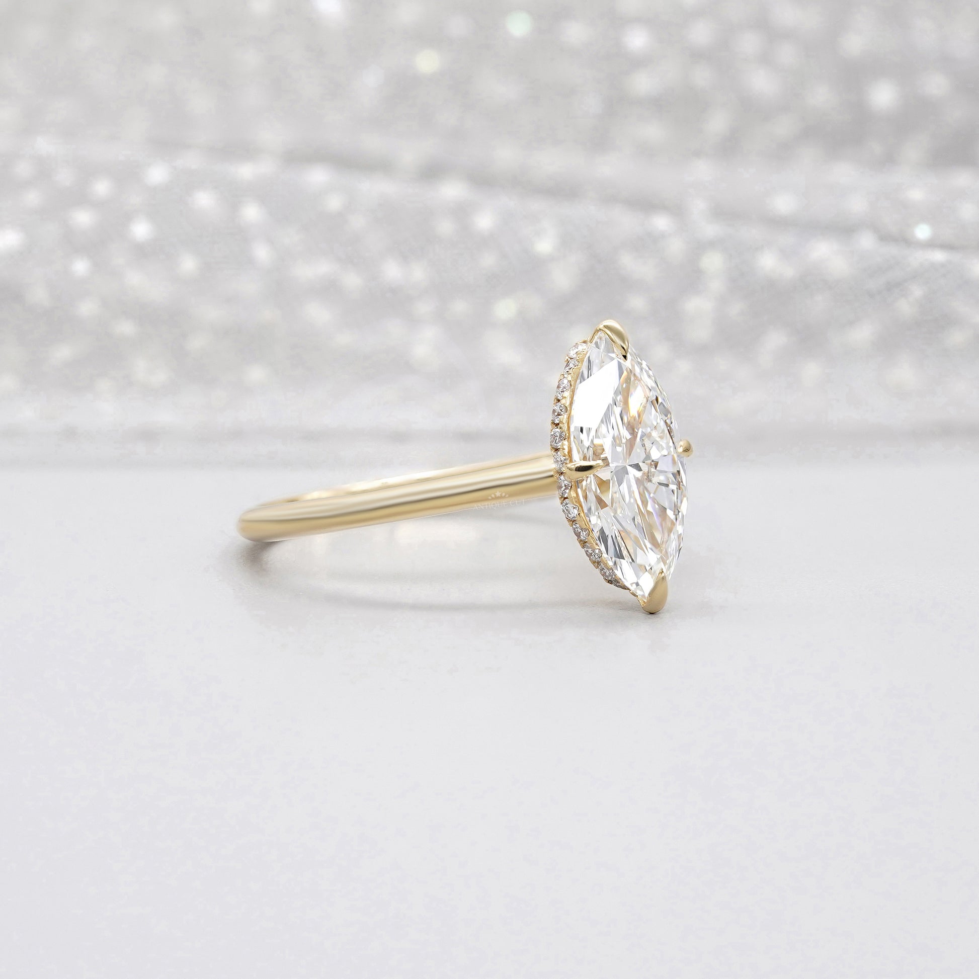 Marquise 3.20ct Lab Grown Diamond Hidden Halo Engagement Ring | IGI Certified