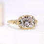 Side view of yellow gold ring showing raised vintage basket