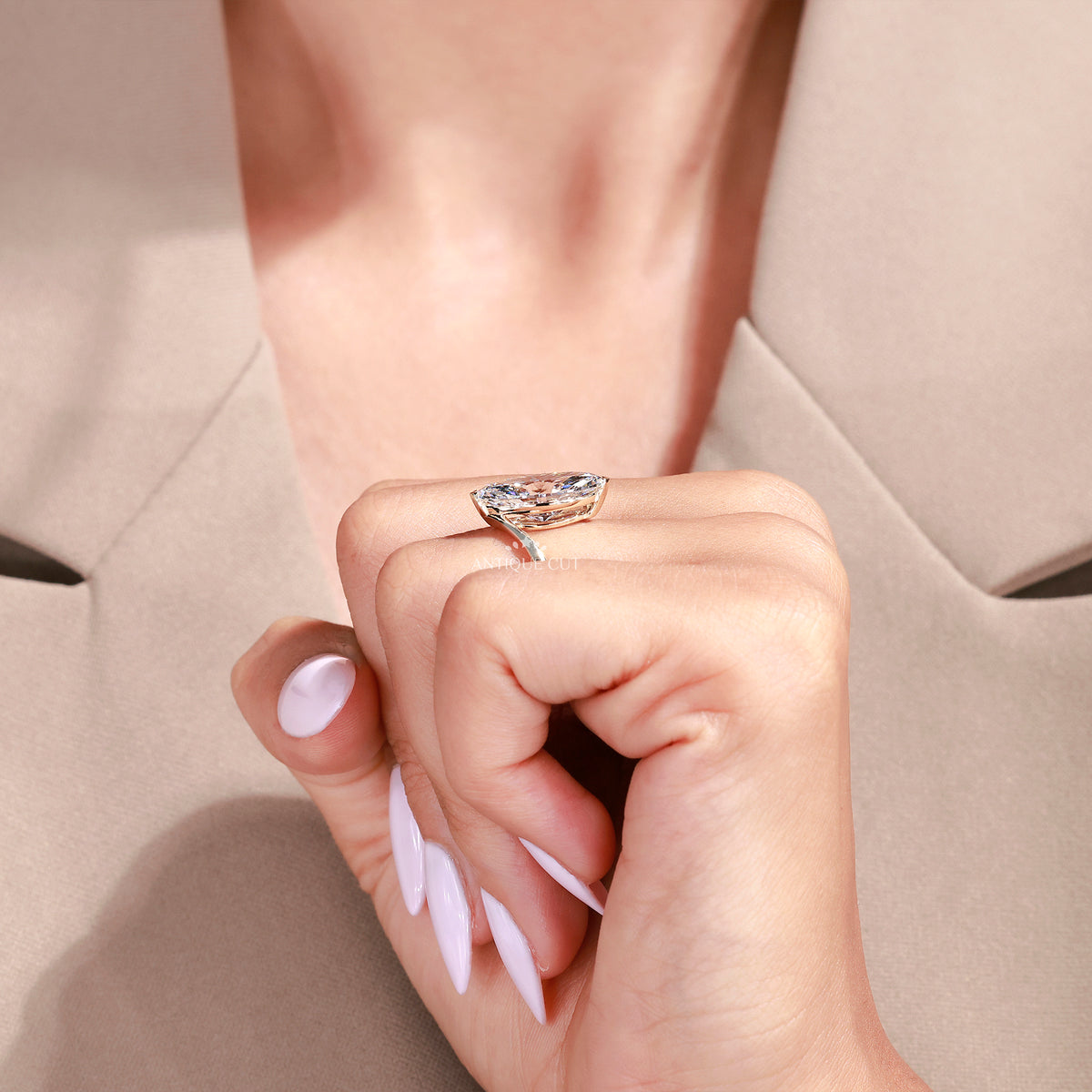 4.00 Carat Bypass Marquise diamond Engagement Ring | IGI Certified
