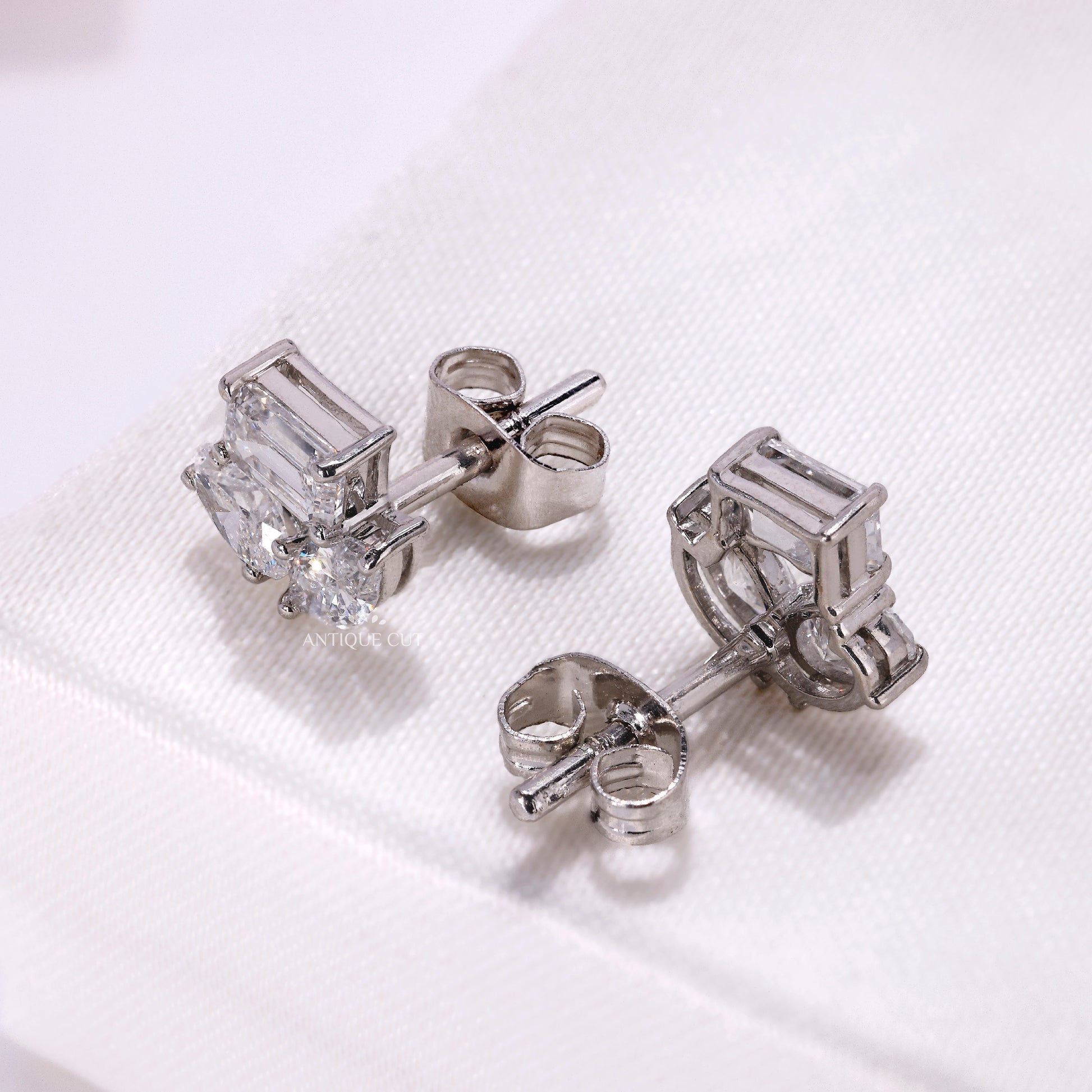 White gold cluster diamond earrings for women
