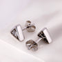 Triangle stud earrings with round lab grown diamonds