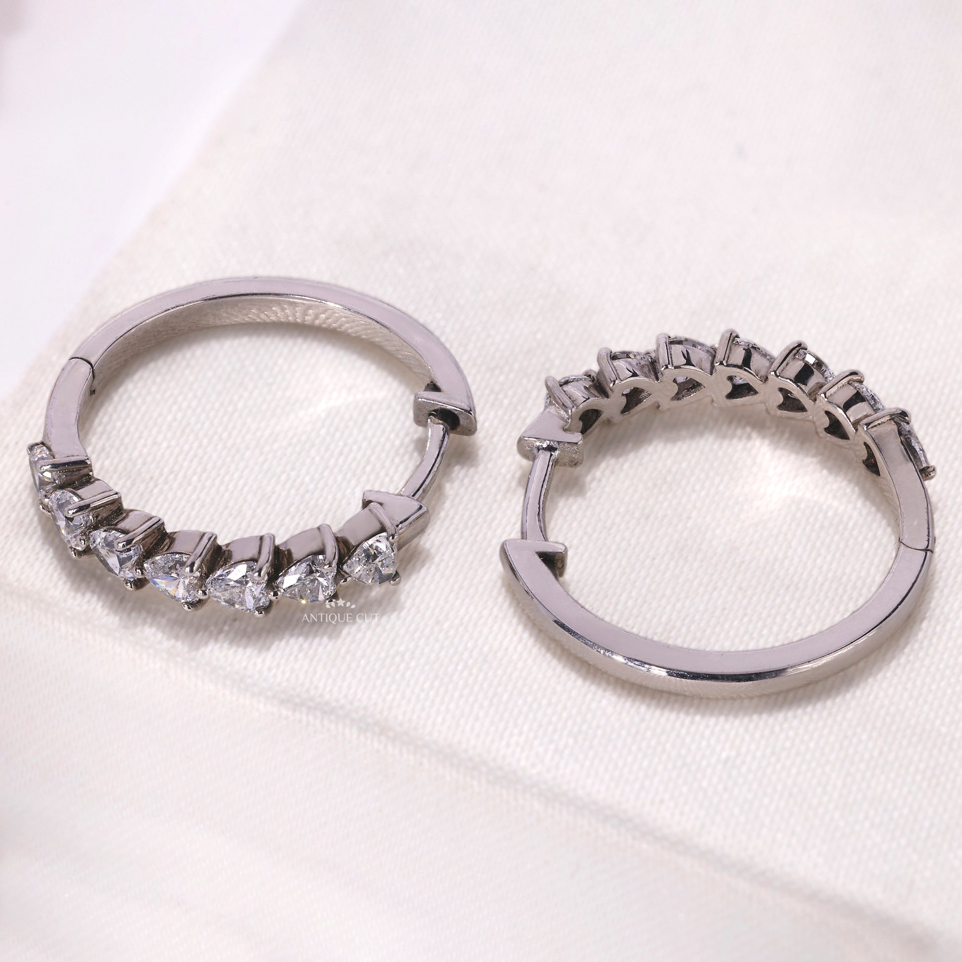Lab grown diamond heart earrings with hoop setting