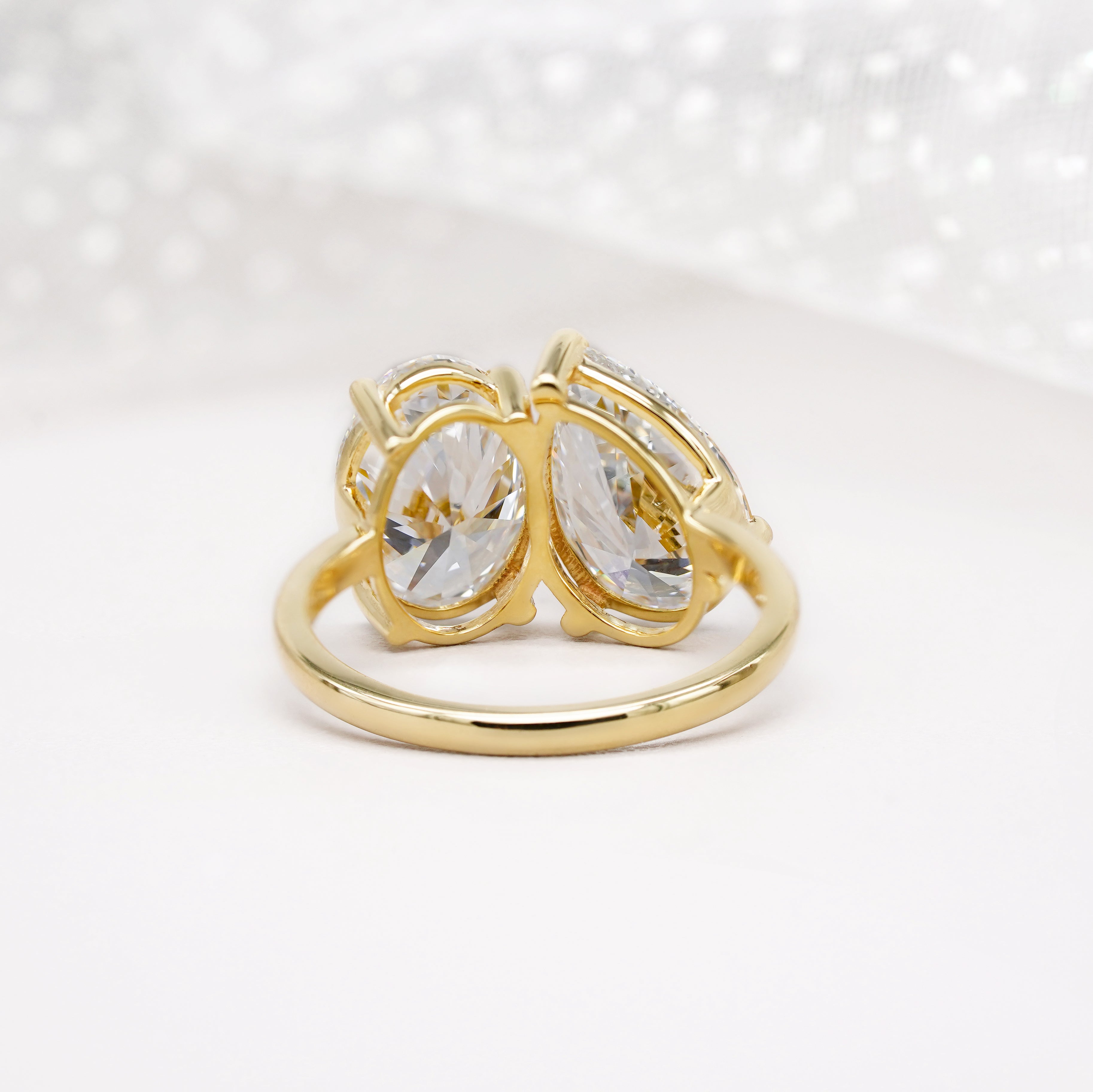 Oval And Pear 6.00tcw Lab Grown Diamond Toi et Moi Engagement Ring, D-E-F Color, VVS-VS Clarity