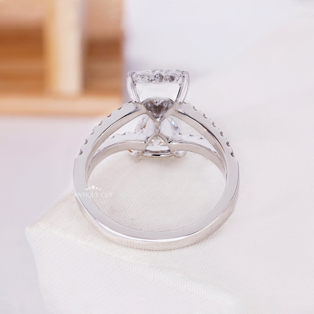 2.00 Carat Triangle Cut Diamond Ring with Split Shank Pave Band