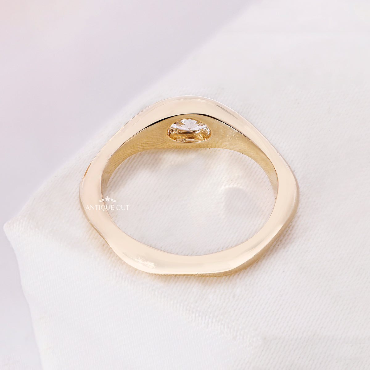 0.50 Carat East West Oval Lab Grown Diamond Bezel Set Engagement Ring