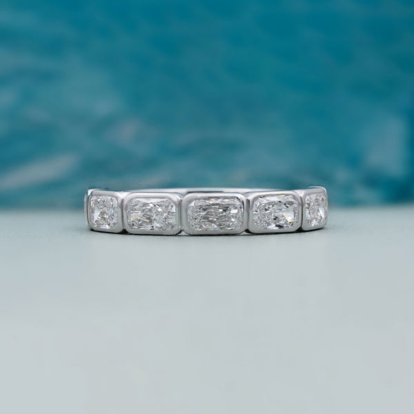Radiant cut diamond wedding band