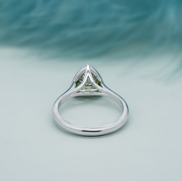 Trillion Fancy Green Ring With Bezel Setting