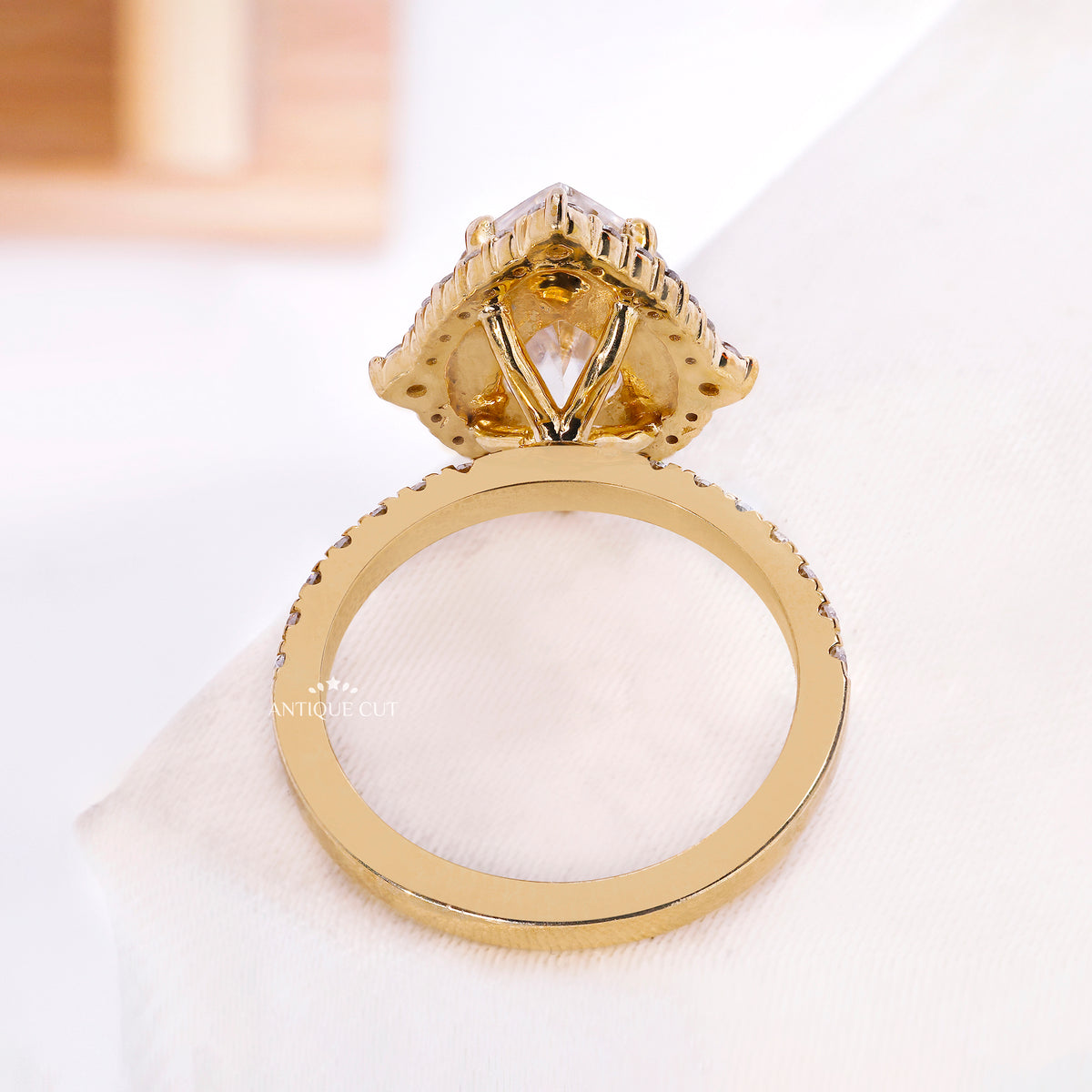 3.50 Carat Pear Cut Diamond Engagement Ring With Halo and Pave Band