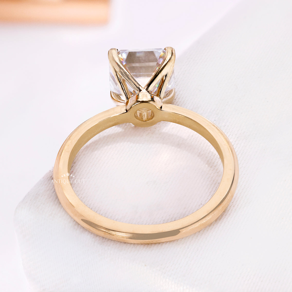 3.00 Carat Asscher Cut Diamond Solitaire Engagement Ring With Tulip setting, IGI Certified