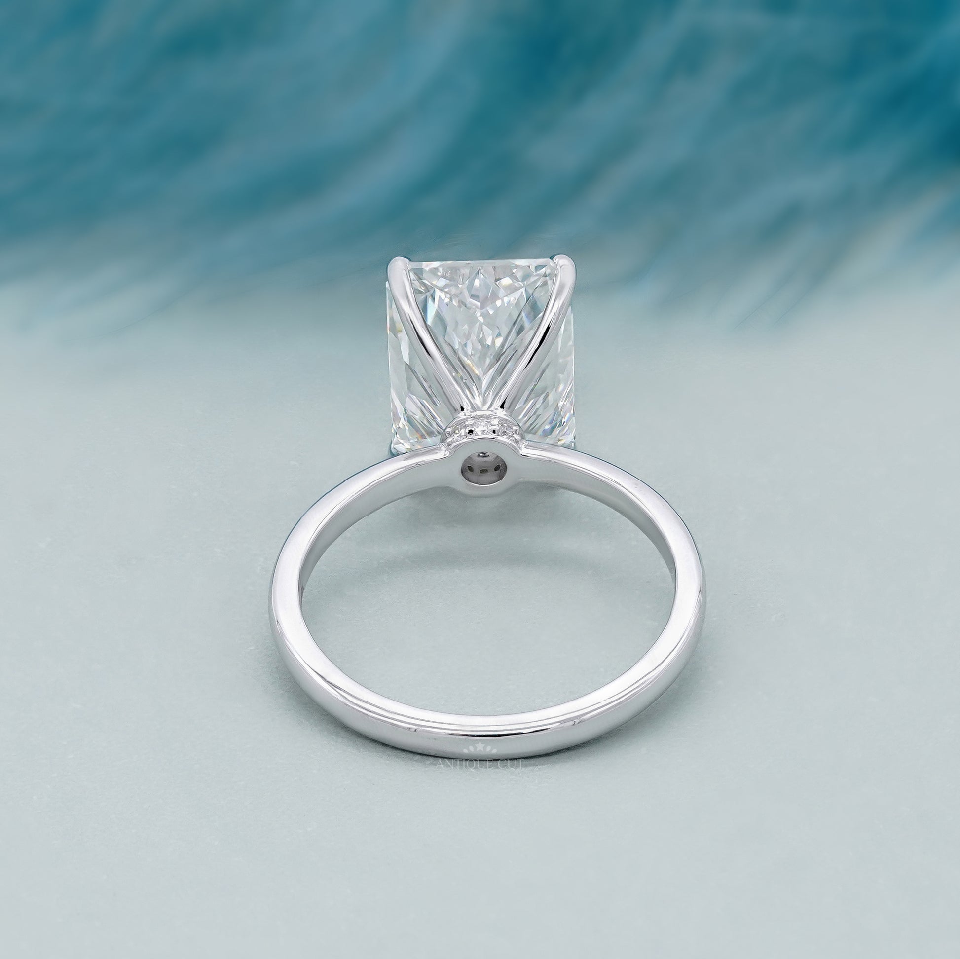 Radiant 5.10ct Lab Grown Diamond Solitaire Hidden Halo Solitaire Engagement Ring | IGI Certified