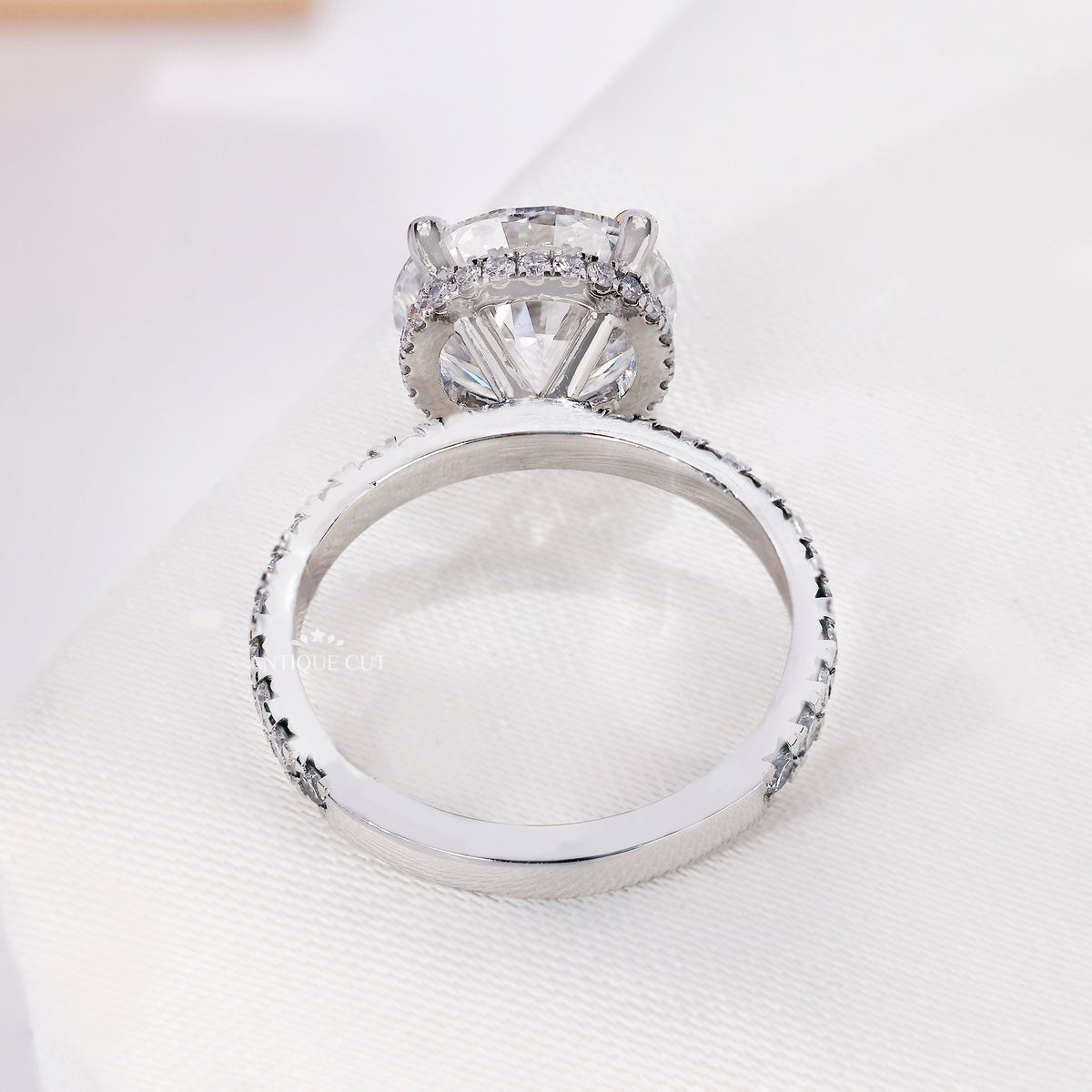 4.00 Carat Round Shape Diamond Engagement With Pave Band | IGI Certified
