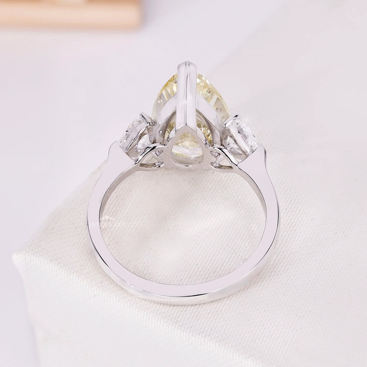 White gold three stone lab grown diamond engagement ring