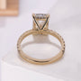 Hidden halo radiant diamond ring with pave band