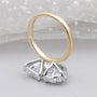 Radiant pear diamond two stone engagement ring