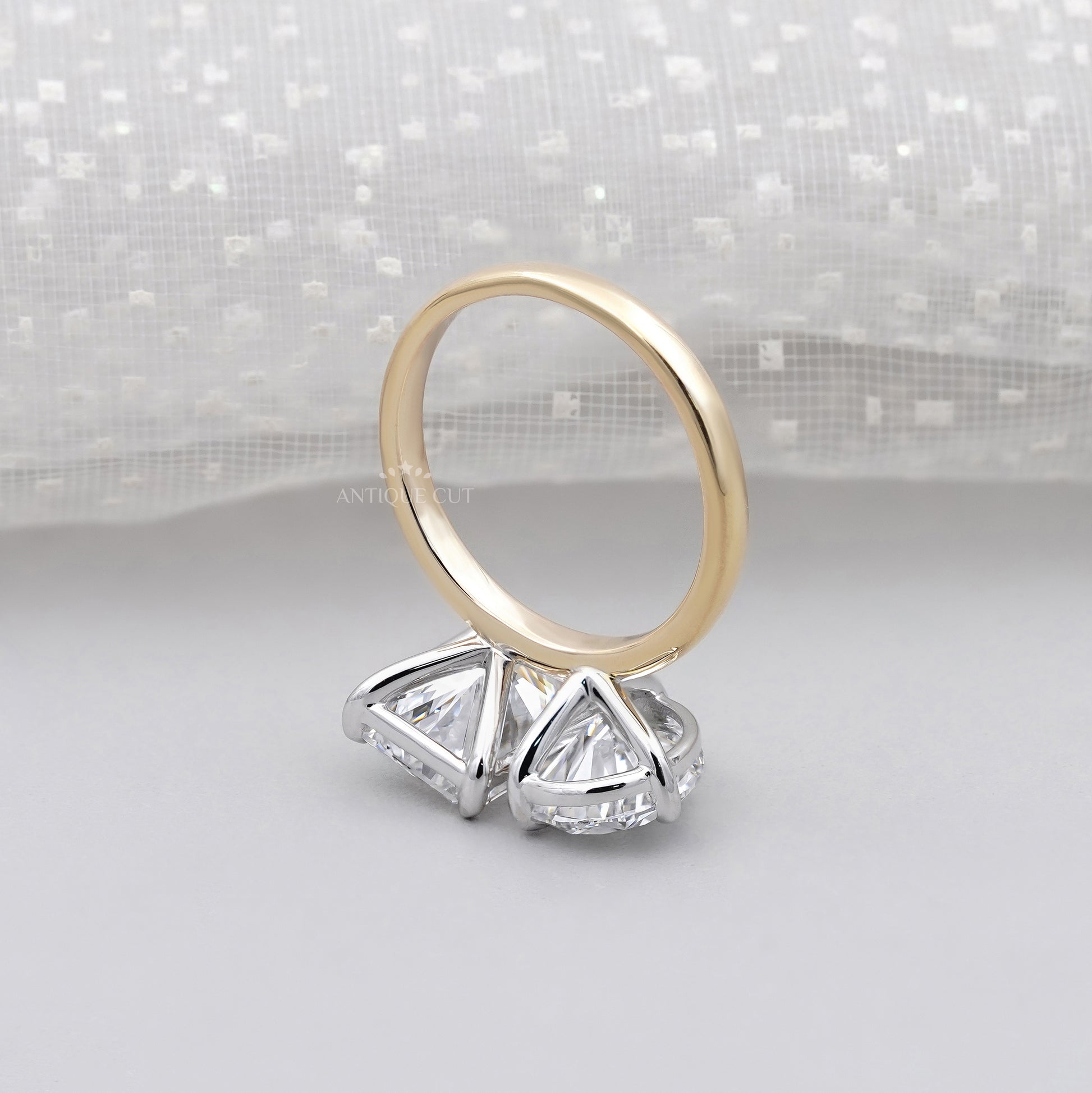 Toi et Moi Engagement Ring 2.60ct Pear & 2.50ct Radiant Two Stone Ring