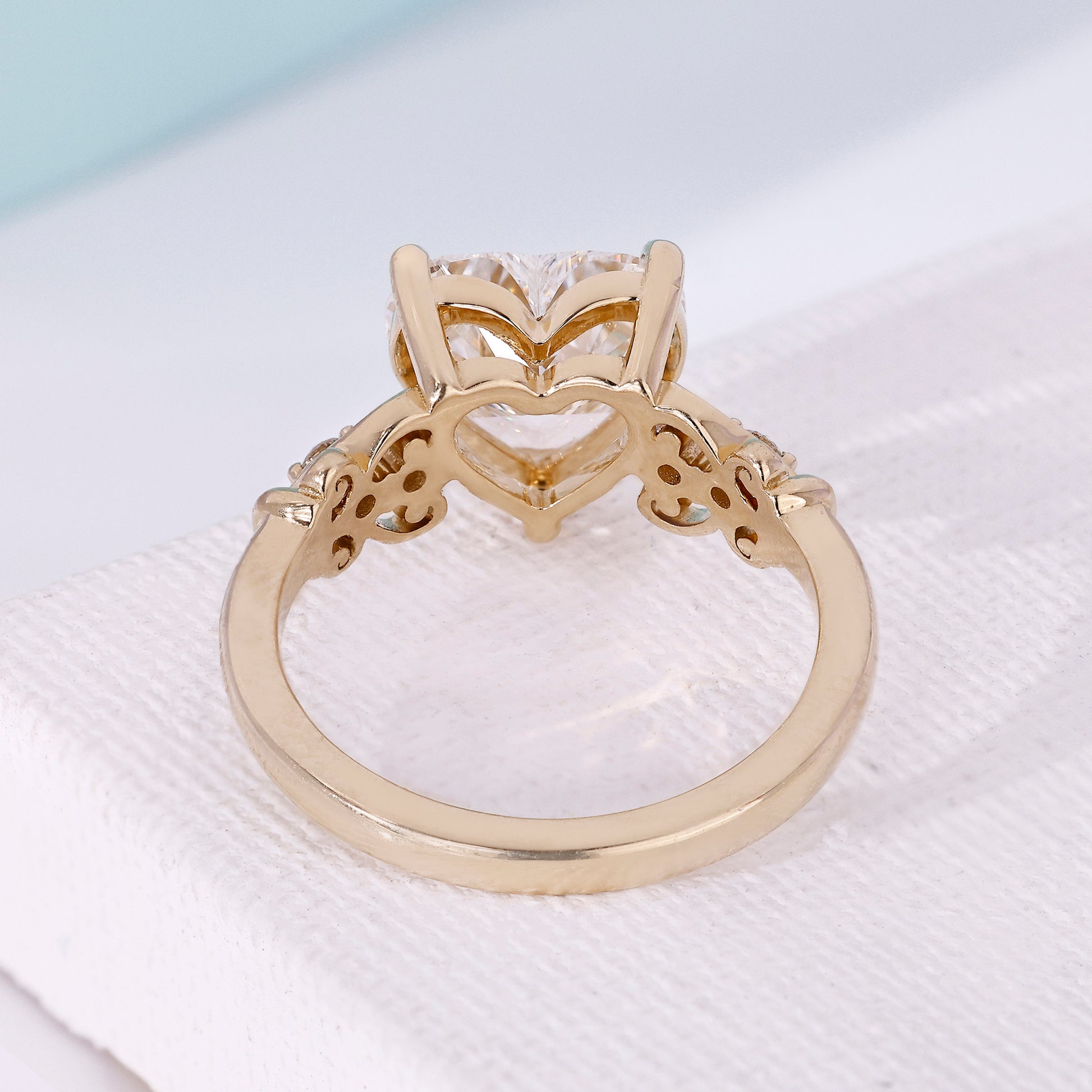 Heart diamond ring featuring a secure three prong setting

