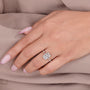 Lab grown diamond ring with radiant cut center stone