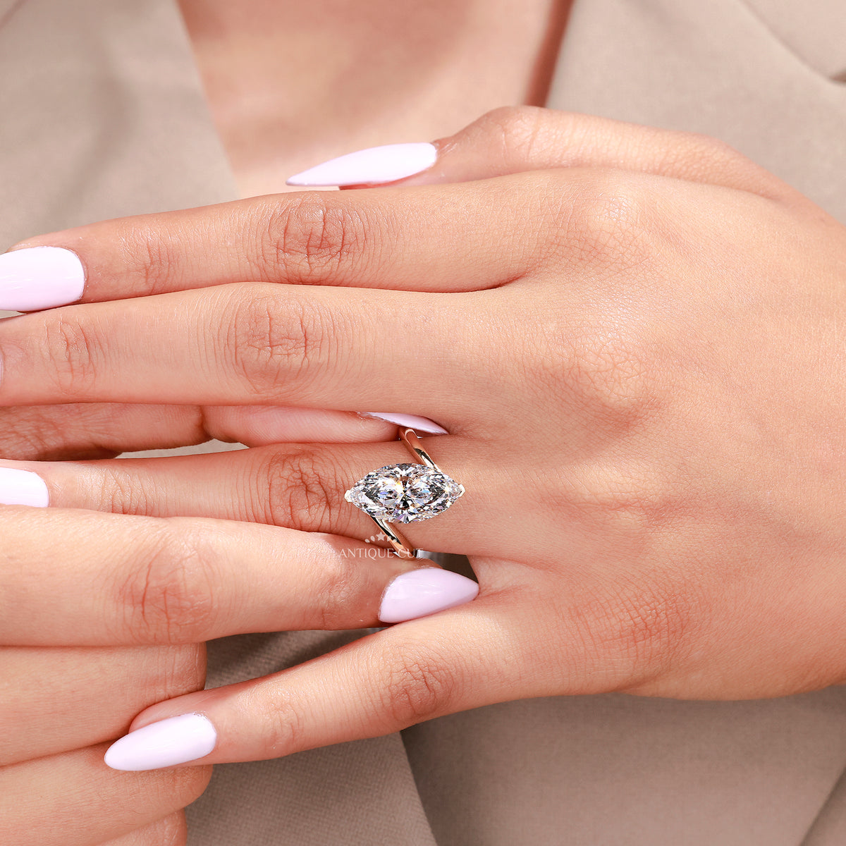 4.00 Carat Bypass Marquise diamond Engagement Ring | IGI Certified